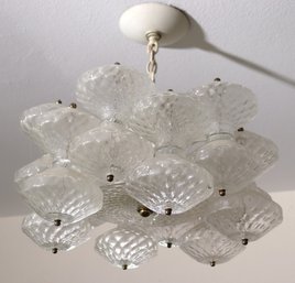Vintage MCM Italian Style Blown Bubble Glass Chandelier/ Ceiling Fixture
