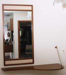 Vintage MCM Floating Console With Brass Chain Attachment, Includes A Vintage MCM Style Wall Mirror