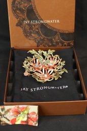 Jay Strongwater Designer Bejeweled Butterfly Trinket Dish With Dust Pouch And Original Padded Box