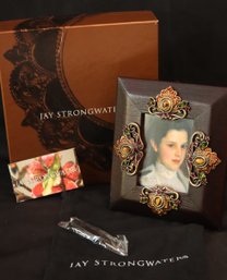 Jay Strongwater Designer Bejeweled Picture Frame With Dust Pouch And Original Padded Box