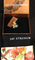 Jay Strongwater Designer Bejeweled Mini Fly Tack Pin With Dust Pouch And Original Padded Box