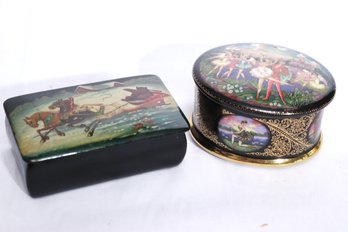 Hand Painted Lacquered Wood Trinket Box And Russian Style Trinket Box By Ardleigh Elliot And Sons