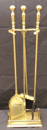 Vintage Regency Style Brass Fireplace Tool Set With Stand