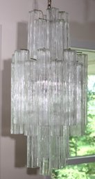 Vintage Murano Style Chandelier With Long Crystals, Approx. 18 X 36 Inches