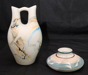 Vintage Glazed Southwestern Style Hand Painted Pottery, Nemadji Pottery