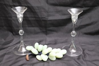 Glass Candle Holders And Glass Grape Cluster