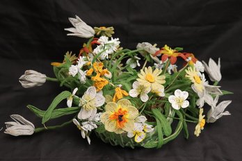 Handmade Beaded Floral Arrangement In An Italian Ceramic Bowl