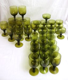 Large Collection Of Vintage Green Glassware