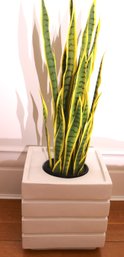 Decorative Planter With Faux Plant Approx. 14 X 14 X 14.5 Inches Stands Approx. 44 Inches Tall