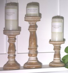 Set Of 3 Decorative Handmade Candle Pillars By Mela Artisans - Ballard Designs Essential Unscented Candles