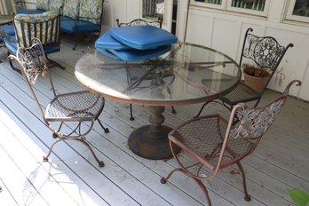Vintage Woodard Cast Iron Patio Table And Chairs