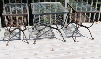 Vintage Woodard Cast Iron Patio Side Tables