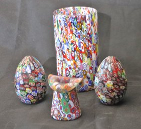 Lot Of 4 Vintage Italian Millefiori Pieces,