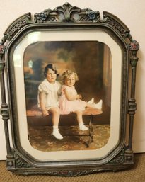 Antique Carved Wood Frame With Painted Floral Accents