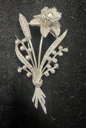 Sterling Silver Stylish Marcasite Brooch/ Pin