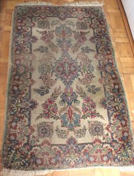 Very Fine Handmade Kirman Vintage Area Rug, Pink On Off White Ground
