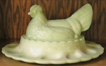 Vintage Deviled Egg Serving Dish In A Celadon Green Tone