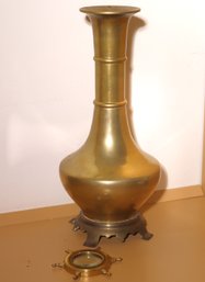 Vintage Heavy Brass Vase 15 Inches Tall