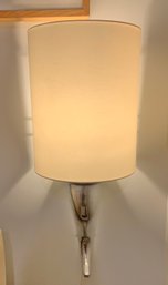 A Pair Of Sensuous Midcentury Pewter Metal Wall Sconces With Shades
