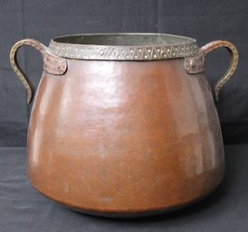 Large Vintage Hammered Copper Pot With Handles - Faith Butler