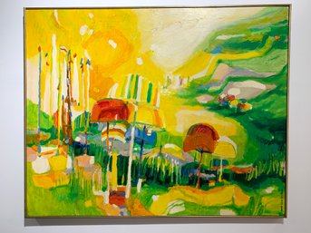 Listed Midcentury Artist, Ronald Julius Christensen Modern Abstract Oil On Board.