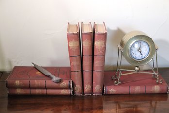 Dickens Antique Works Volumes 1-6, New York Late 1800s P.F Collier, Etienne Brass Battery Clock, Dagger Lette