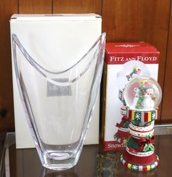 Mikasa Glass Vase And Fitz And Floyd Snowflake And Jake