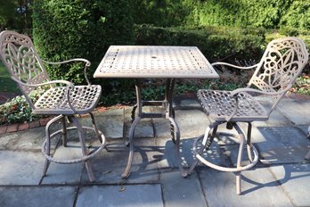 Quality Wrought Aluminum Outdoor Pub Style Patio Table With Stools