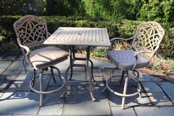 Quality Wrought Aluminum Outdoor Pub Style Table With Stools