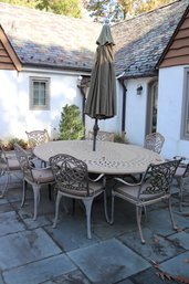 Large Oval Wrought Aluminum Outdoor Patio Table And Chair Set