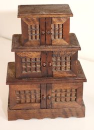 Vintage Wood Music Box In Working Condition