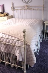 Ornate Full Size Wrought Iron Bed Frame And Bedding Only - No Mattress Or Box Spring Included