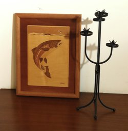 Framed Inlaid Fish Inlaid Wall Art Signed By The Artist Nelson