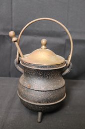 Antique Fireplace Fire Starter Cauldron/ Smudge Pot With Lid And Pumice Wand.