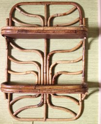 Vintage Bamboo Tree Of Life Hanging Wall Shelving Unit.