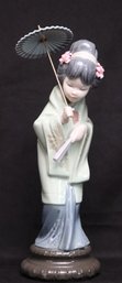 Lladro Japanese Geisha Girl With Parasol Porcelain Figurine