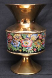 Vintage Hand Made Floral Design Italian Porcelain Pedestal Vase