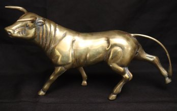 Vintage Running Bull Brass Statue