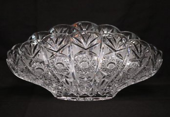 Large Clam Shell Form Crystal Centerpiece Dish In The Style Of Waterford