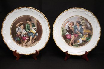 A Pair Of Vintage Limoges France Gold Encrusted Decorative Porcelain Plates