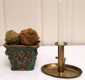 Vintage Brass Chamber Stick Candle Holder With Adjustable Height