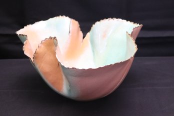Vintage Wavy Art Bowl Signed By The Artist Mimi Dawn