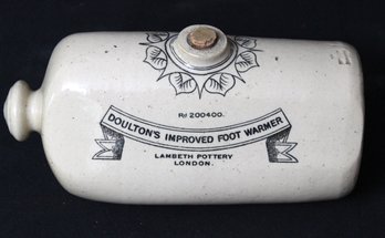 Antique Doultons Improved Ceramic Foot Warmer By Lambeth Pottery, London