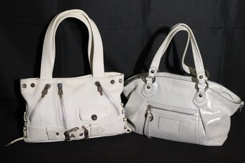 Womens Handbags Include A Shimmery Silver Toned Coach Bag And Chrome Hearts Designer Handbag