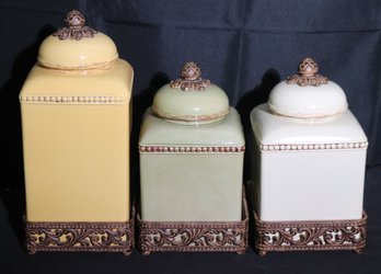 Gracious Goods Quality Ceramic Canister Set, Great For Kitchen Decor!