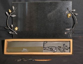 Michael Aram Designer Kitchen Accessories Include Bread And Cheese Knives And Cutting Board