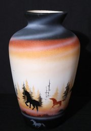 Benally, Dine Hand Painted Native American Folk Cedar Mesa Pottery Vase Signed By Artist,