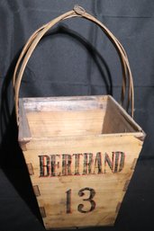 Bertrand 13 Decorative Vintage Style Wood Basket With Handle