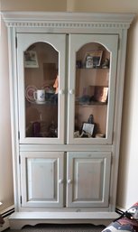 Corner China Cabinet In Soft Green Wash