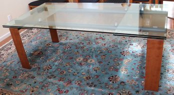 Contemporary Design Extendable Glass Top Dining Table In The Style Of Roche Bobois